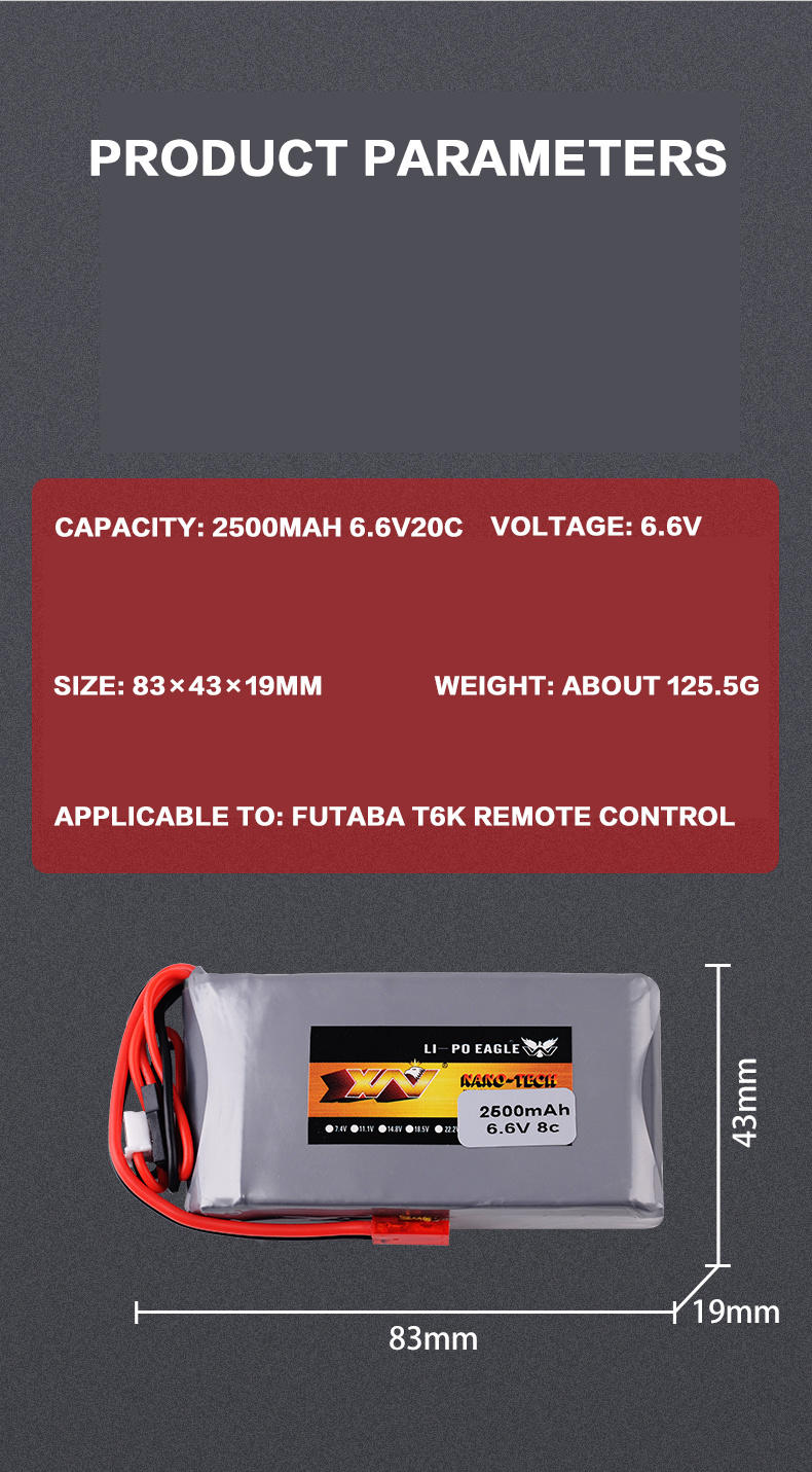 Batterie Lipo 2S 6.6V 8C 2500m - Drone Transmitter avis et prix